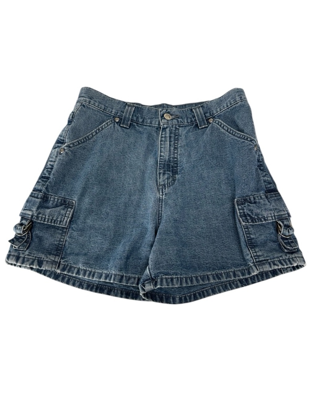 RIVETED BY LEE VINTAGE / Blue Denim High Waisted Shorts Cargo Pockets / Size 4